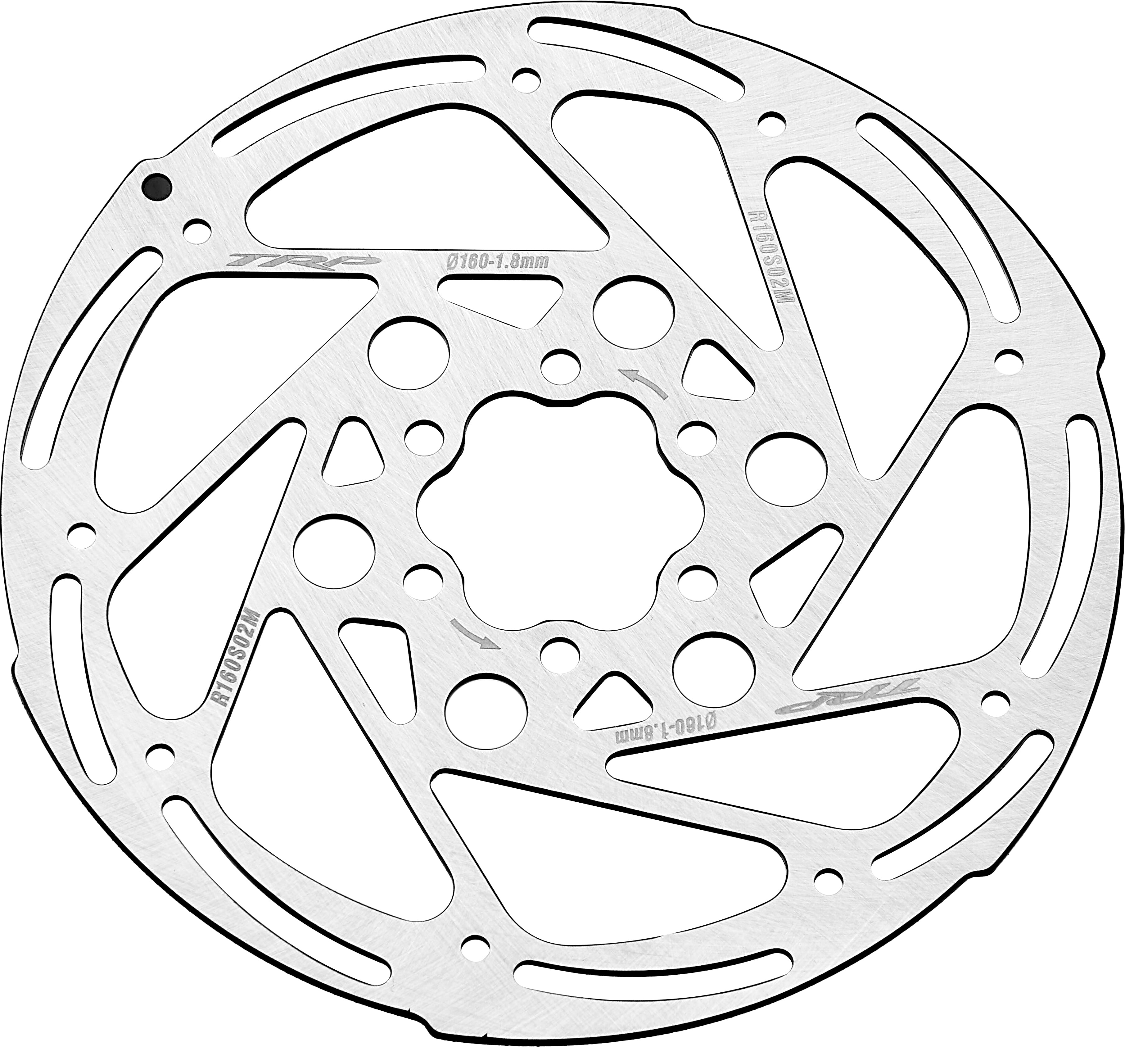 TRP 160mm disc rotor for mountain bikes and gravel bikes - optimal heat dissipation