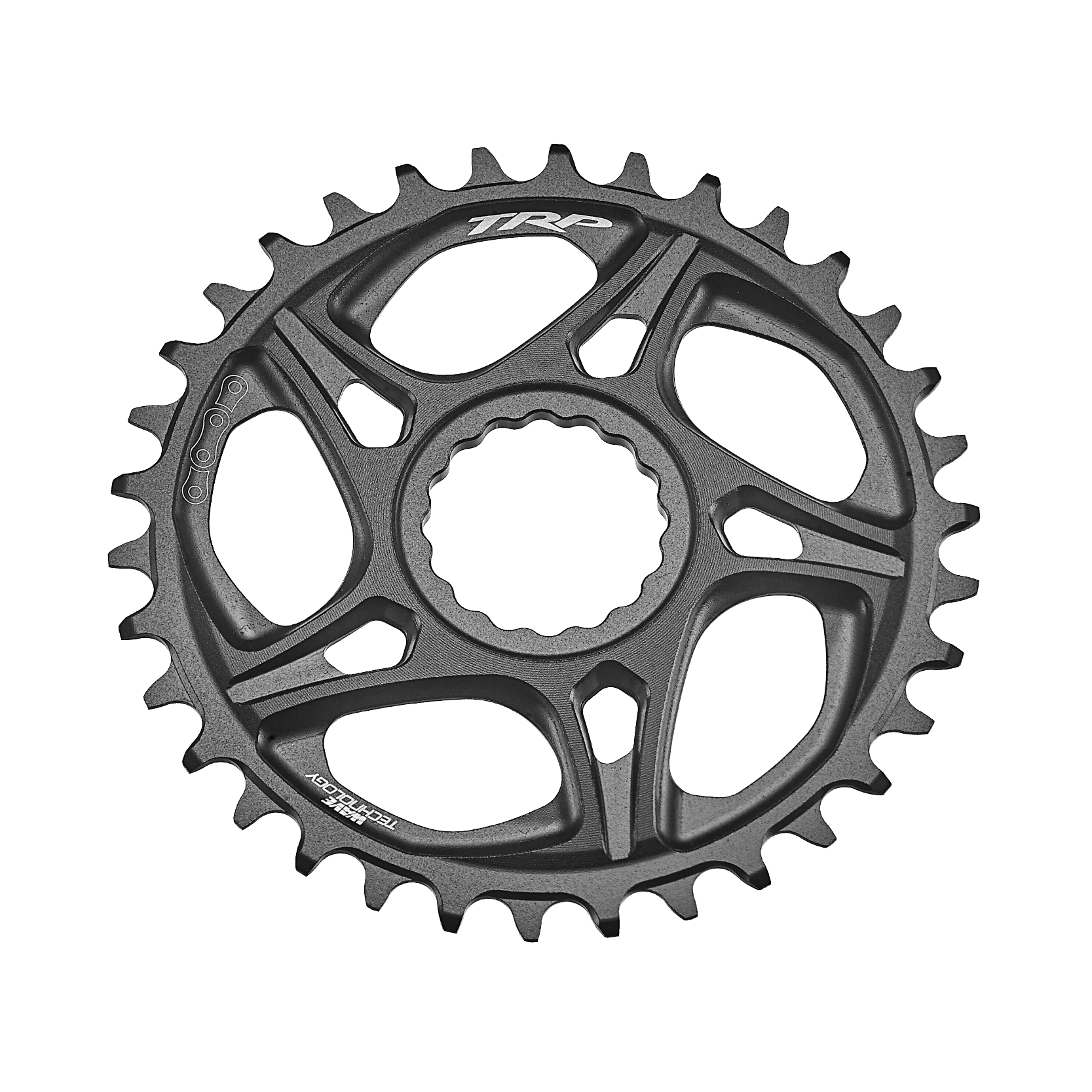 TRP EVO M87 chainring in black anodised finish for 11-speed mechanical drivetrain systems