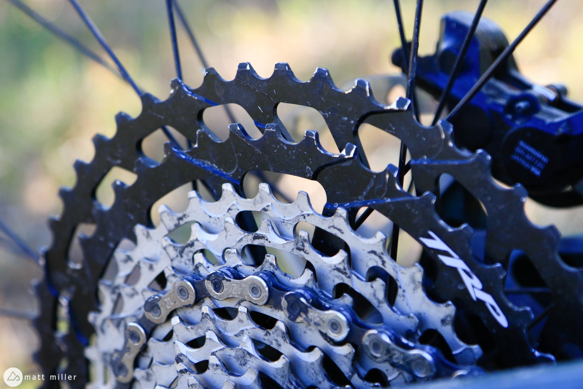 Close-up of TRP EVO 12 Cassette mounted on mountain bike