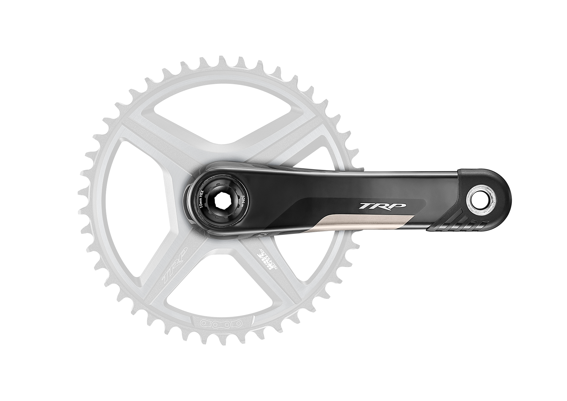 Bicycle TRP VISTAR crankset with chainring on a white background