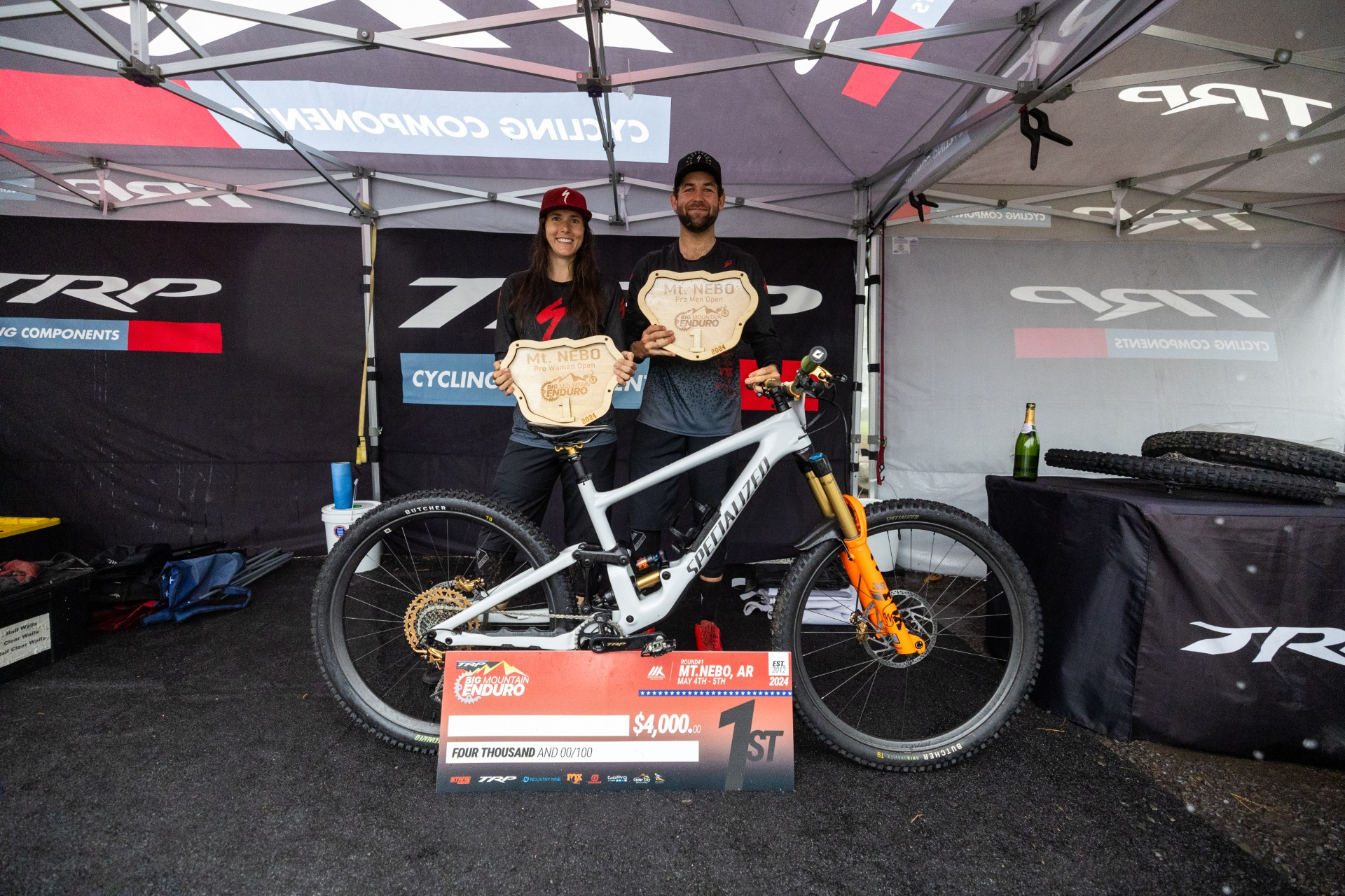 Podium of Mountain bikers