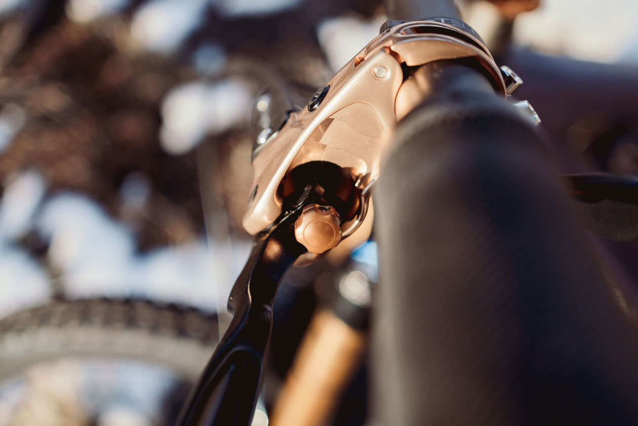 TRP brake system action photography for  mountain bike riding and trail performance demonstration"