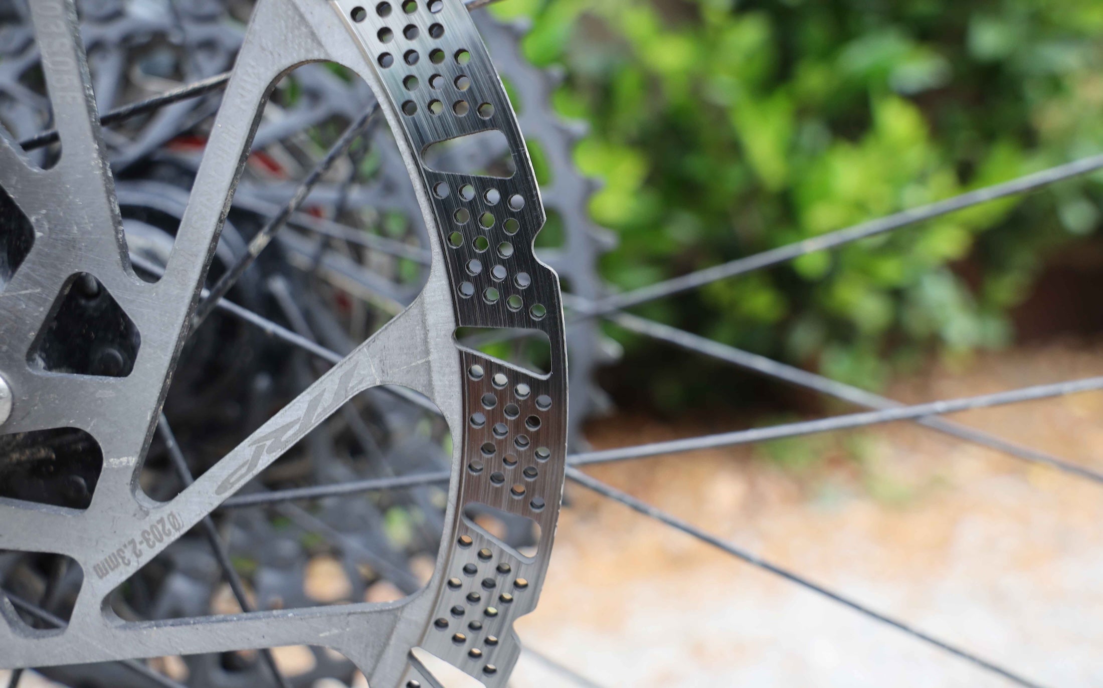 close up on TRP EVO Pro mountain bike brake rear disc 
