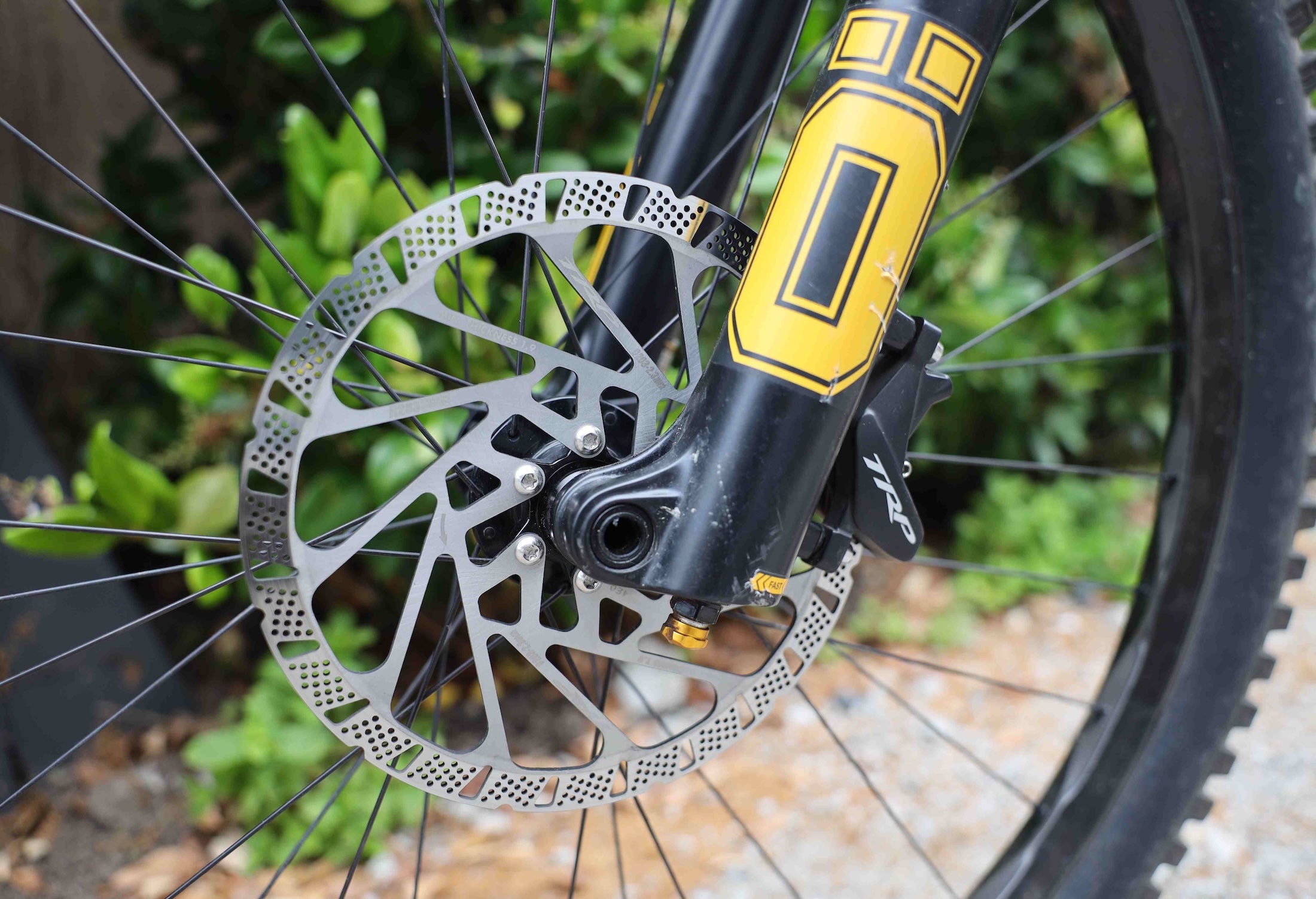 TRP Evo Pro MTB brake fron wheel disc and caliper mounted