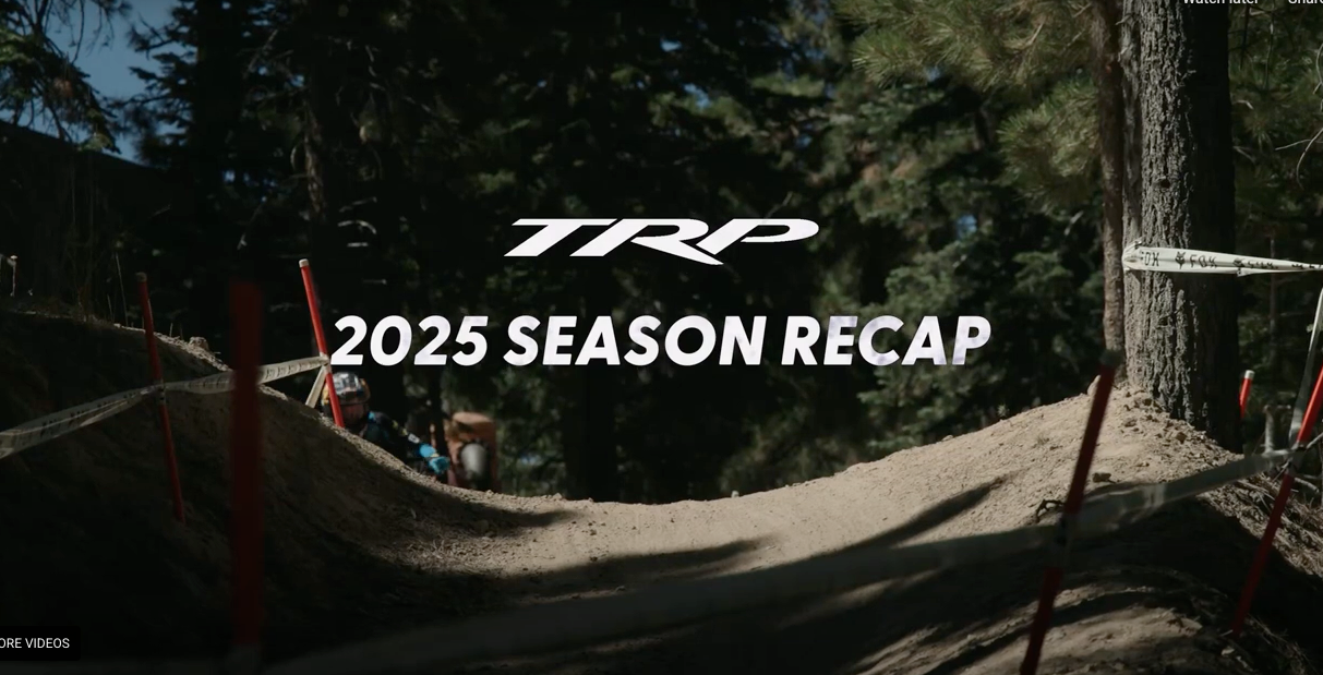 TRP Season recap announcement, bike trail with rider in the background