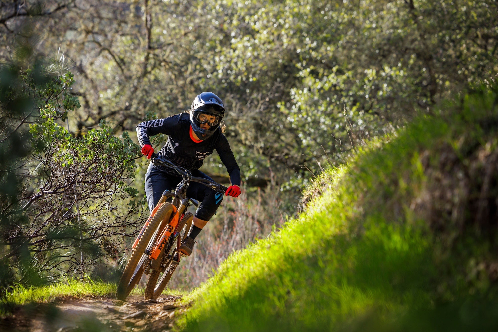TRP cycling components lifestyle image for  mountain bike and trail riding applications"